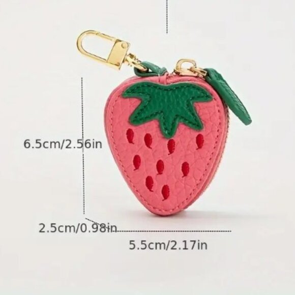 Strawberry Pouch Coin Purse Fruit Keychain NEW - Picture 2 of 5
